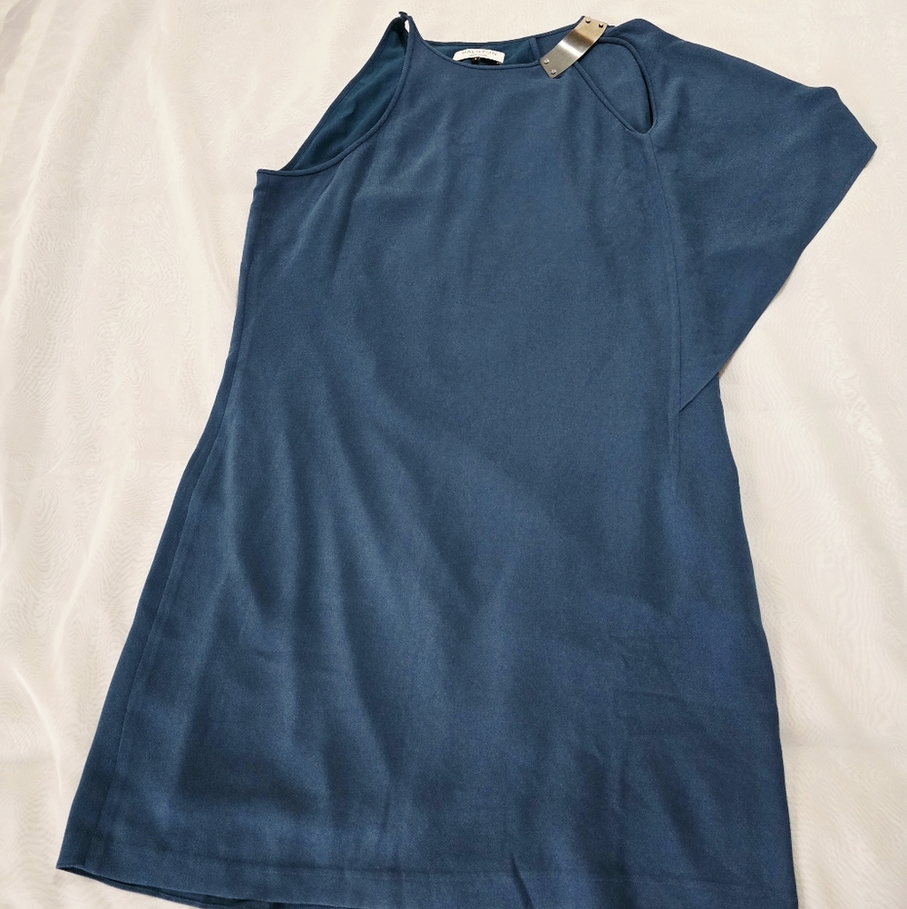 Halston Blue Knee Length Asymmetrical Dress